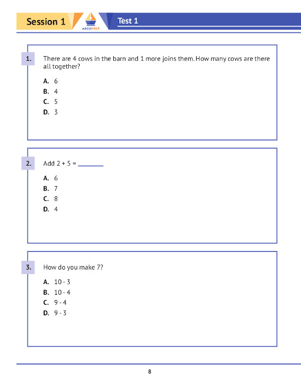 1st Grade Math Practice Book: 8 Full-Length Simulated Math Tests