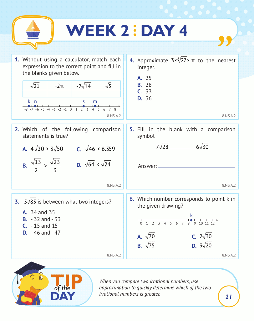 8th Grade Common Core Math: Daily Practice Workbook - ArgoPrep for Free Printable 8th Grade Math Worksheets
