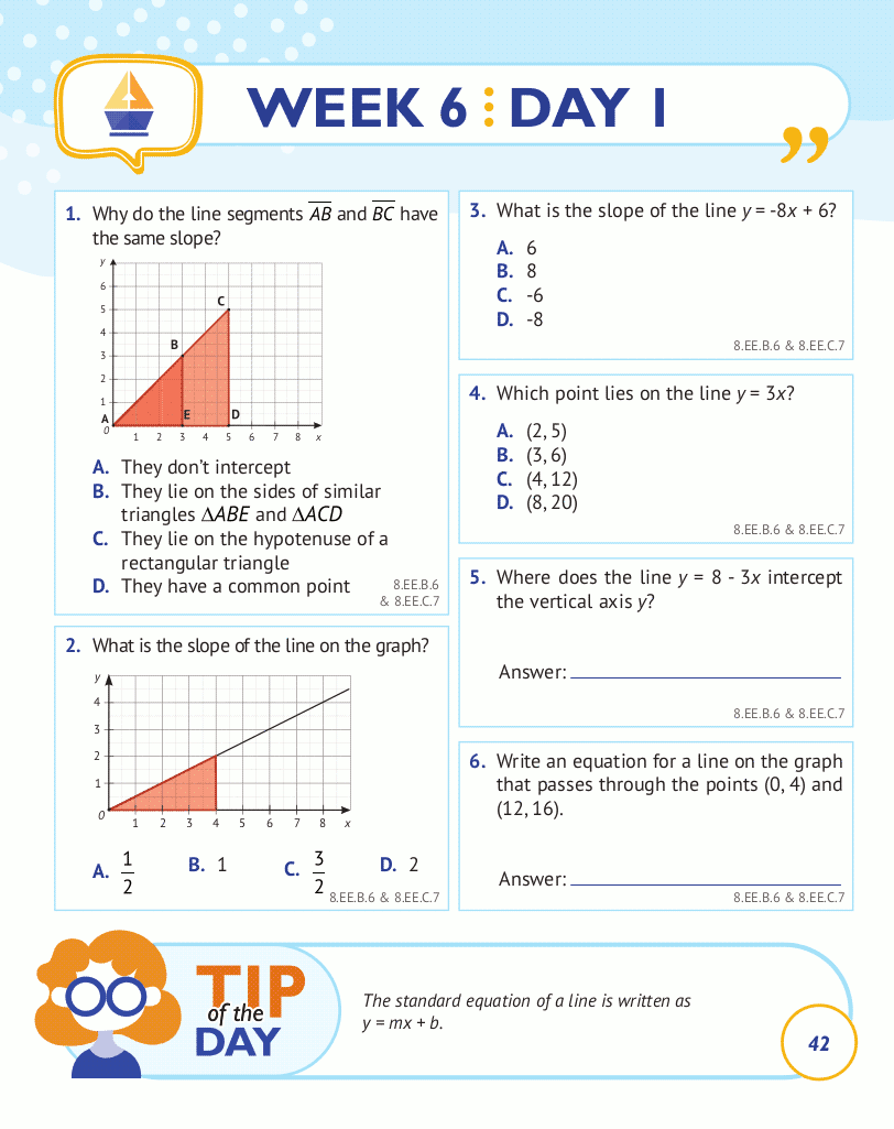 8th Grade Common Core Math: Daily Practice Workbook