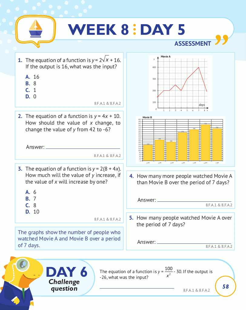 8th Grade Common Core Math: Daily Practice Workbook