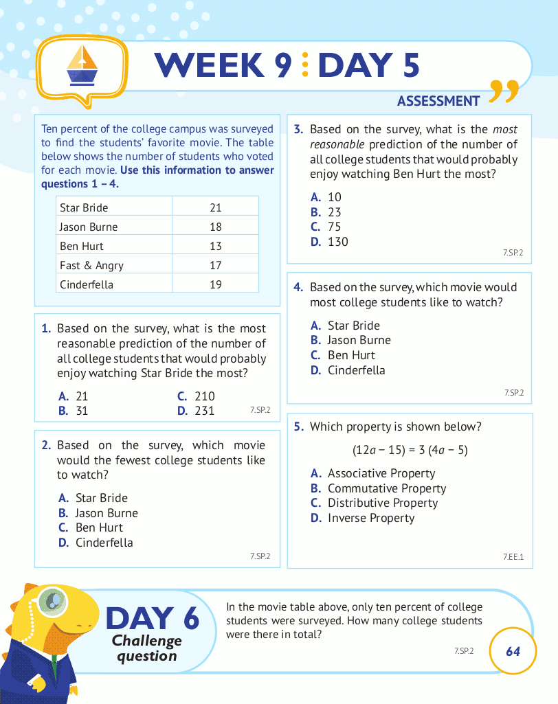 7th Grade Common Core Math: Daily Practice Workbook Part I: Multiple Choice