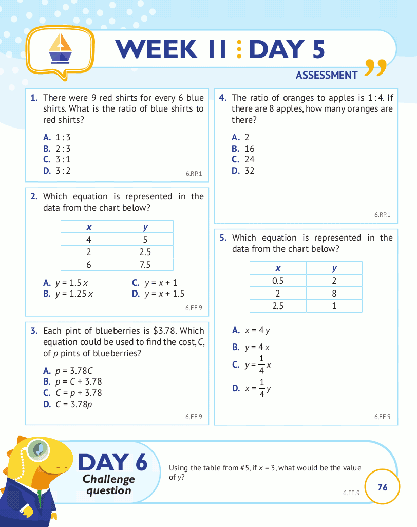 6th Grade Common Core Math: Daily Practice Workbook Part I: Multiple Choice