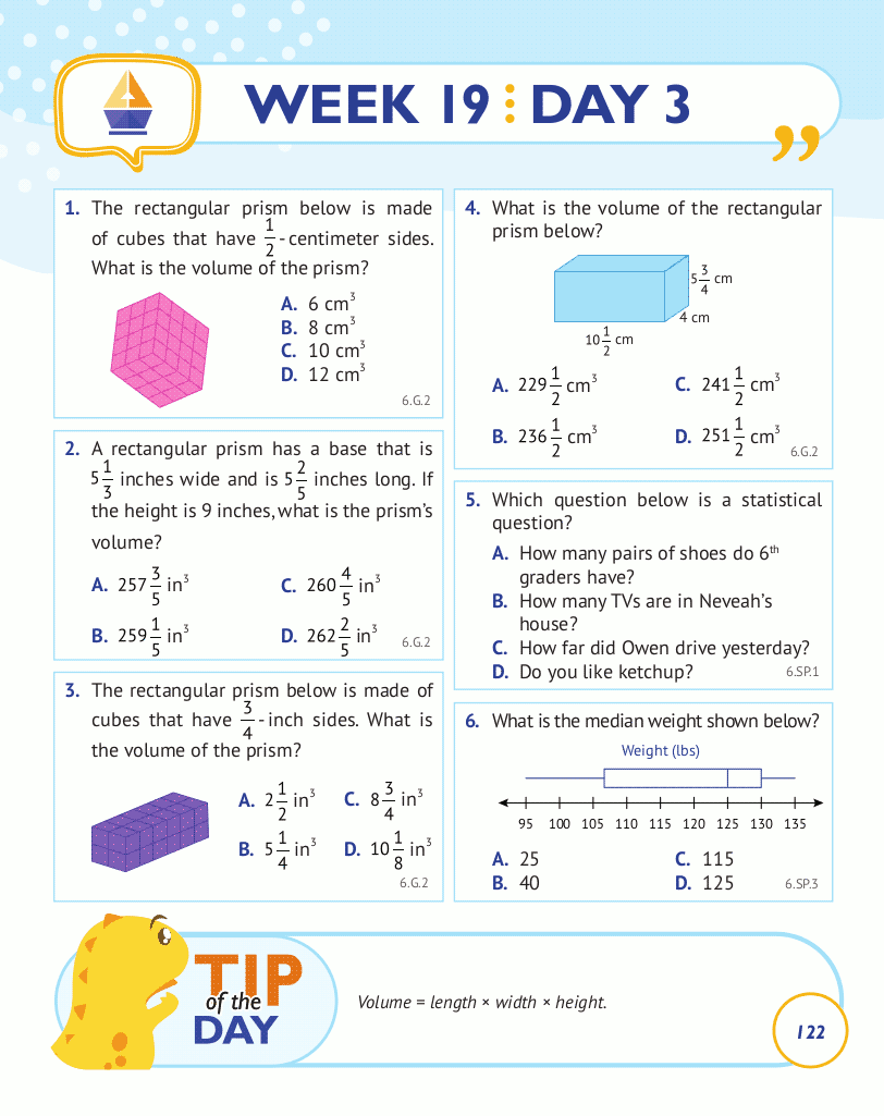 6th Grade Common Core Math: Daily Practice Workbook Part I: Multiple Choice