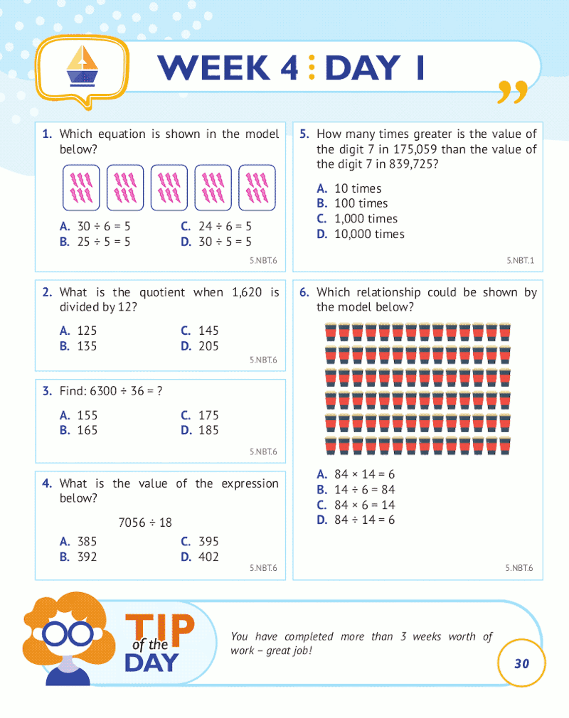 5th Grade Common Core Math: Daily Practice Workbook Part I: Multiple Choice 5th Grade Common Core Math: Daily Practice Workbook Part I: Multiple Choice