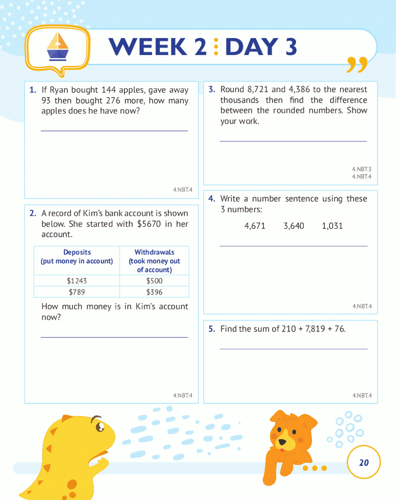 4th Grade Common Core Math: Daily Practice Workbook Part II: Free Response