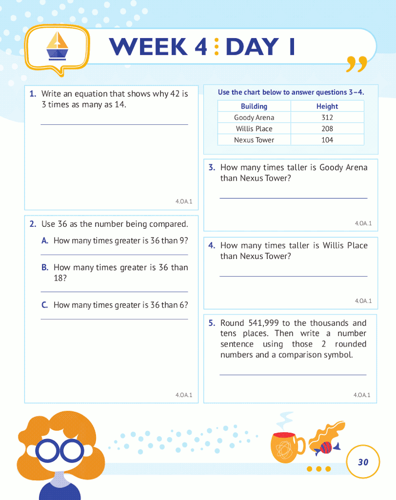4th Grade Common Core Math: Daily Practice Workbook Part II: Free Response