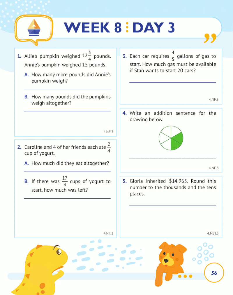 4th Grade Common Core Math: Daily Practice Workbook Part II: Free