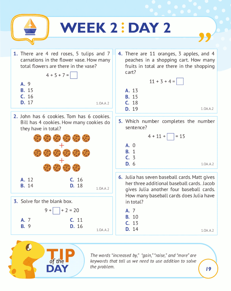 1st Grade Common Core Math Workbook (Daily Practice)