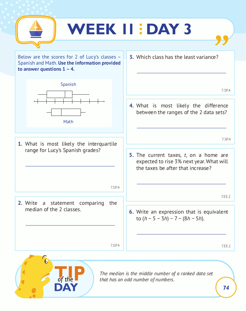 7th Grade Common Core Math: Daily Practice Workbook Part II: Free Response