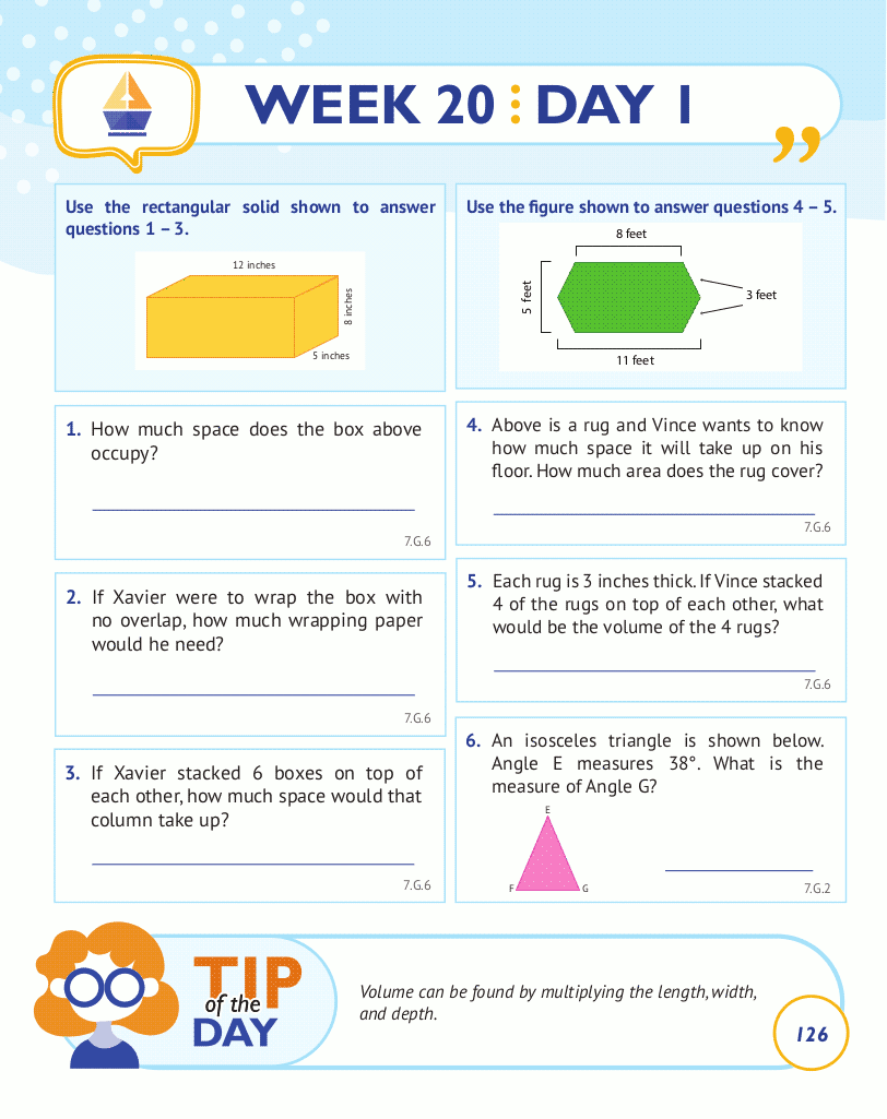 7th Grade Common Core Math: Daily Practice Workbook Part II: Free Response