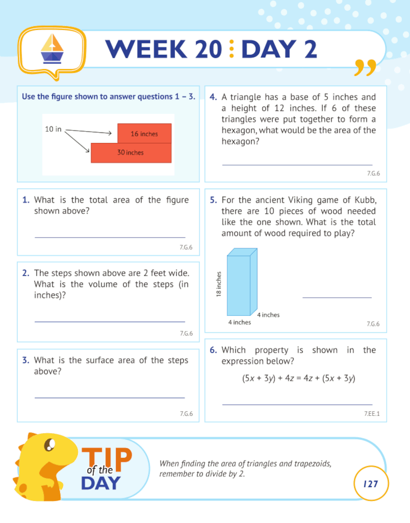 7th Grade Common Core Math: Daily Practice Workbook Part II: Free Response