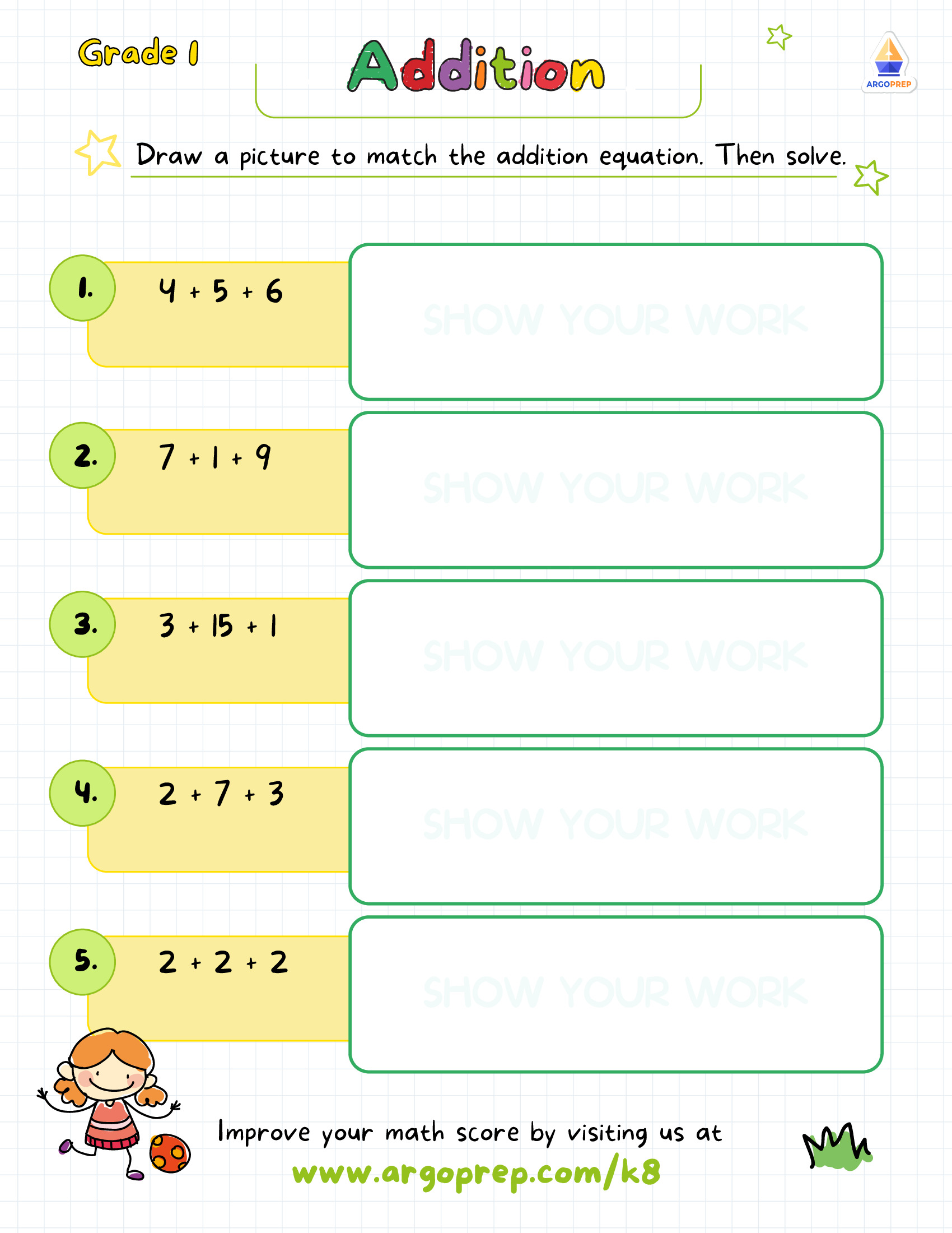 Addition Worksheets 3 Addends