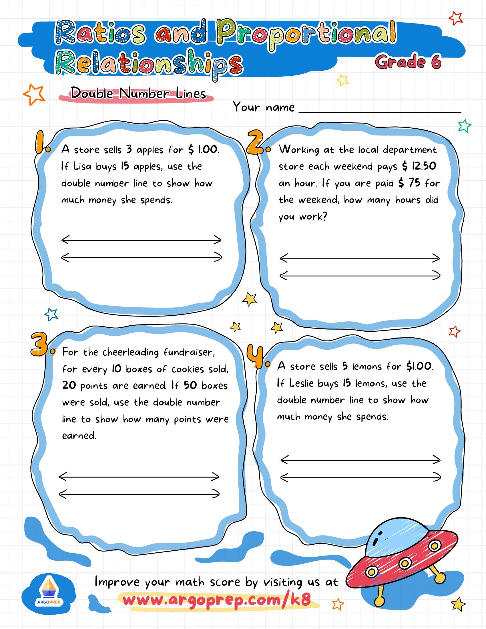 6th grade Comparing Ratios Representing a Ratio with a Diagram Worksheets  For Free - ArgoPrep, image size:1700x2200