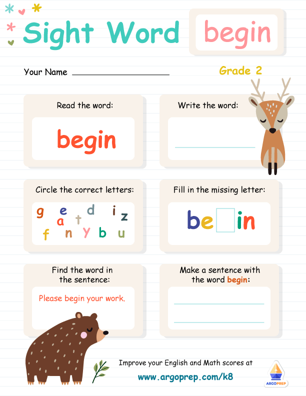 "Begin" to Learn Sight Words