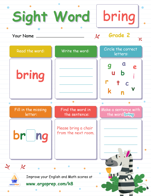 "Bring" On More Sight Words