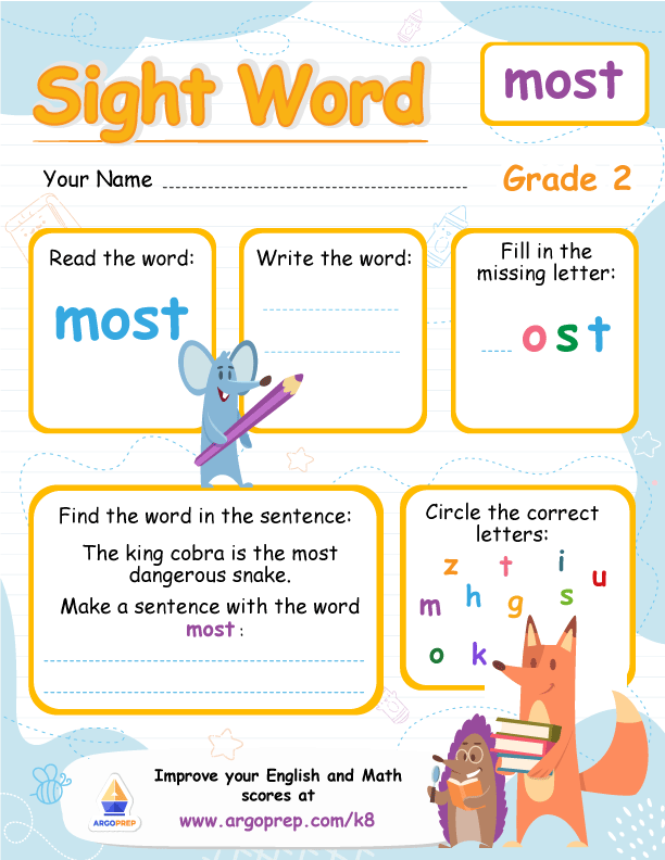 The "Most" Sight Words