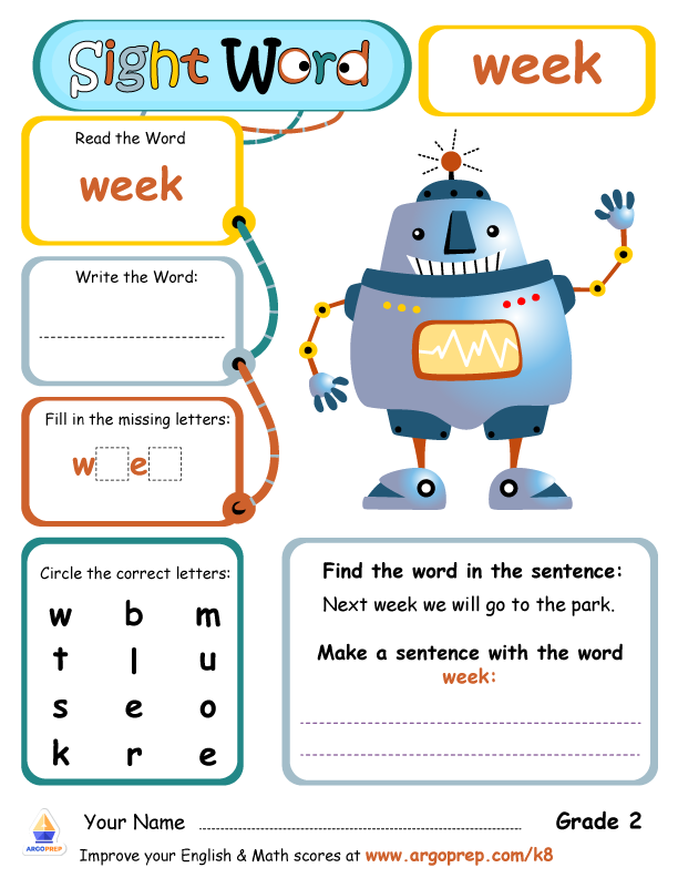 A Great "Week" to Learn Sight Words