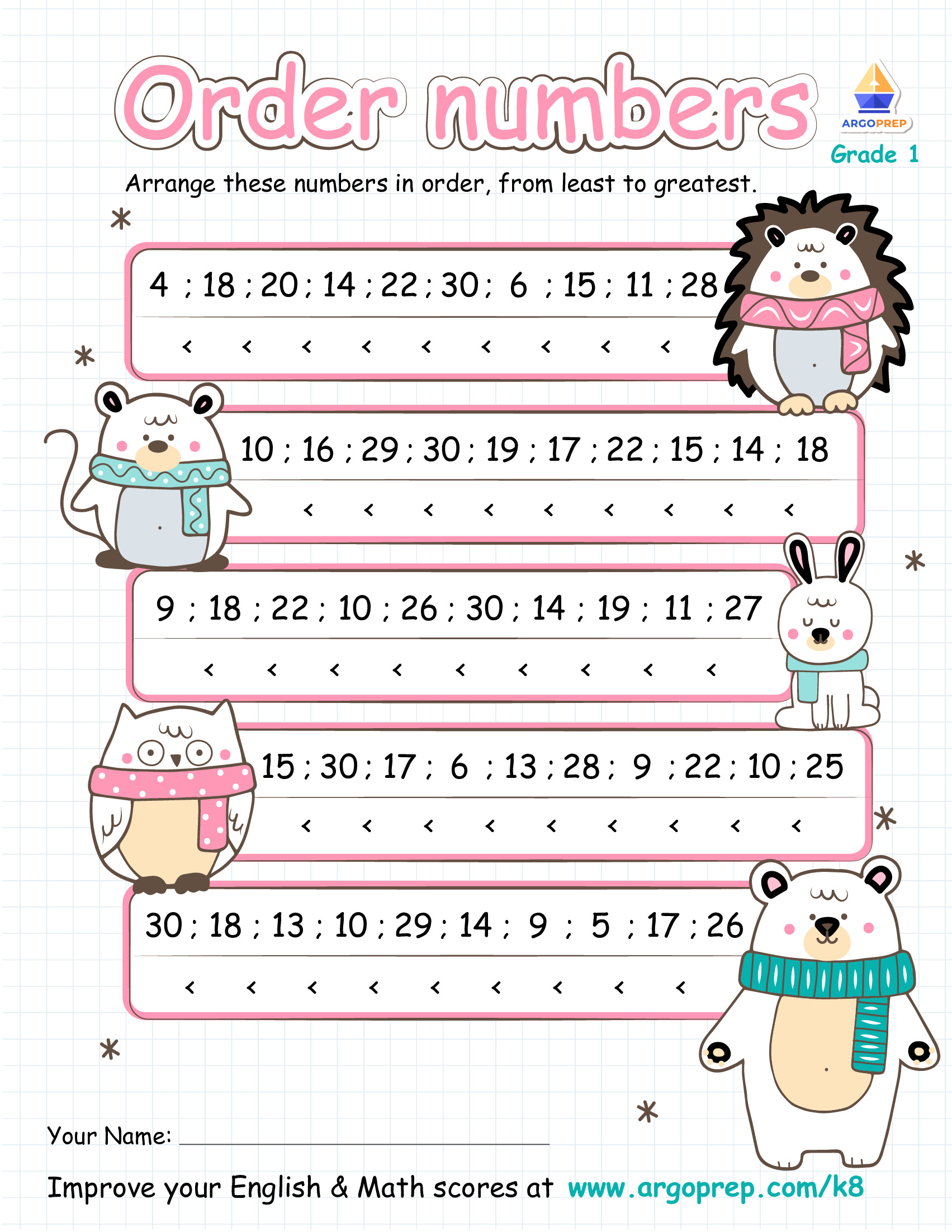 1st grade Number Lines Equation Ordering Numbers 0-100 Worksheets For Free - ArgoPrep for Free Printable Number Line 0 100