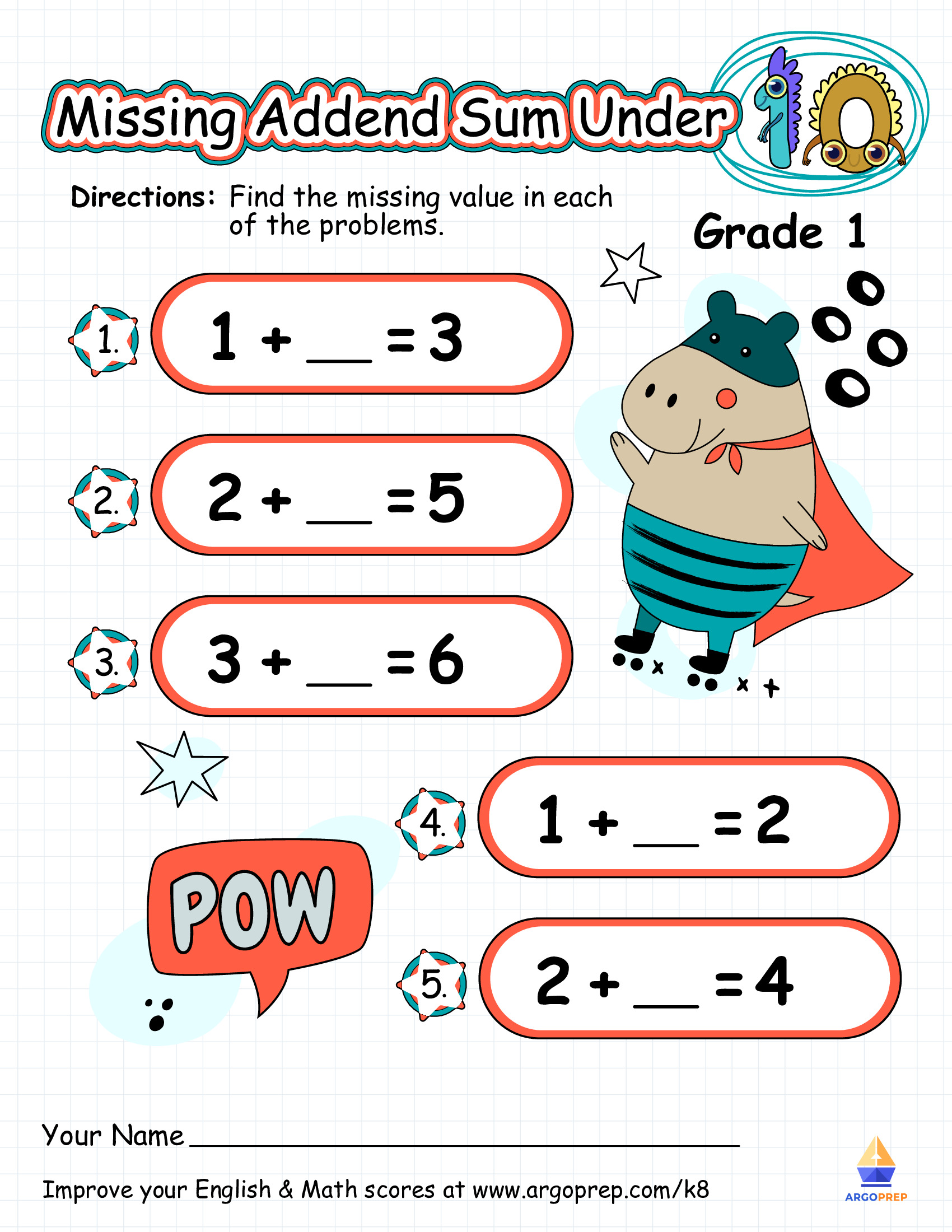 Thunder Hippo and the Search for Missing Addends