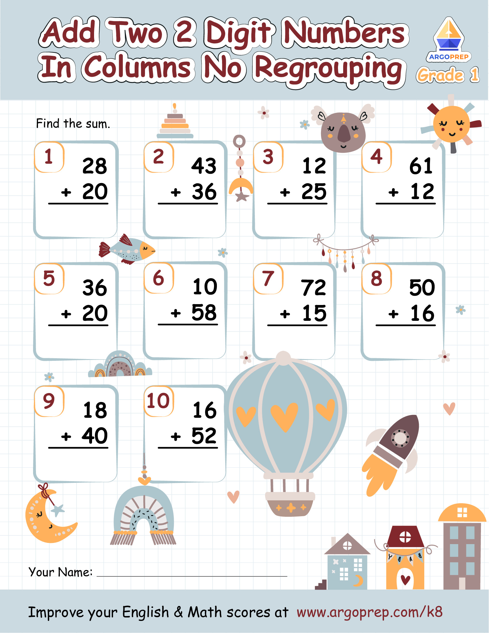 Flyaway Addends in a Hot Air Balloon