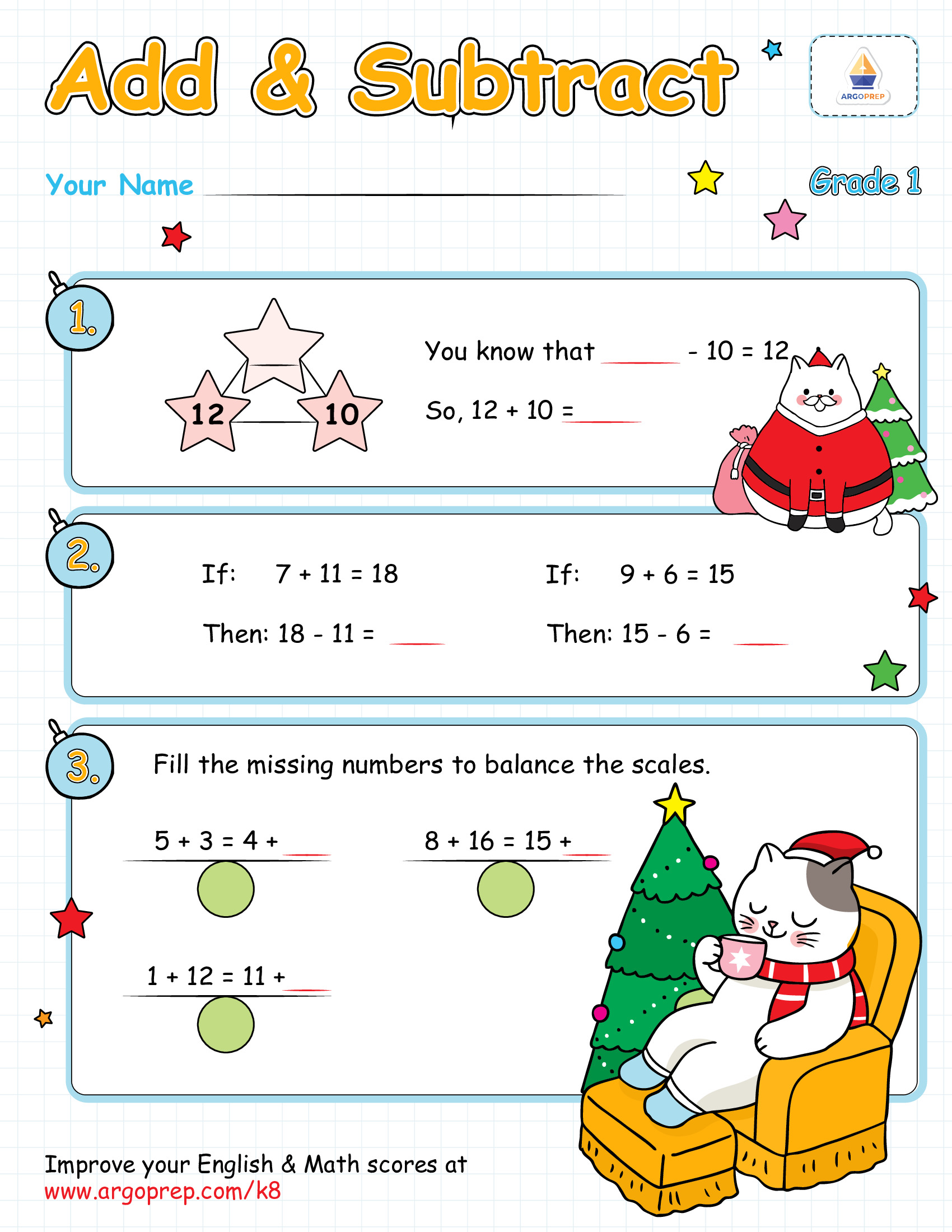 kitty christmas equations - argoprep