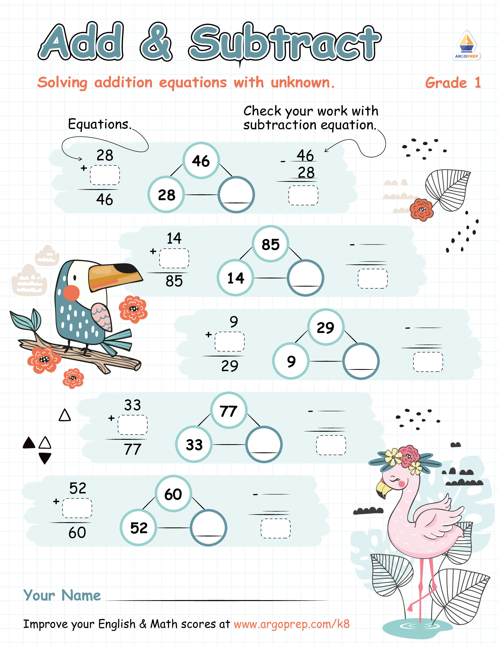 Related Equations with Toucan and Flamingo