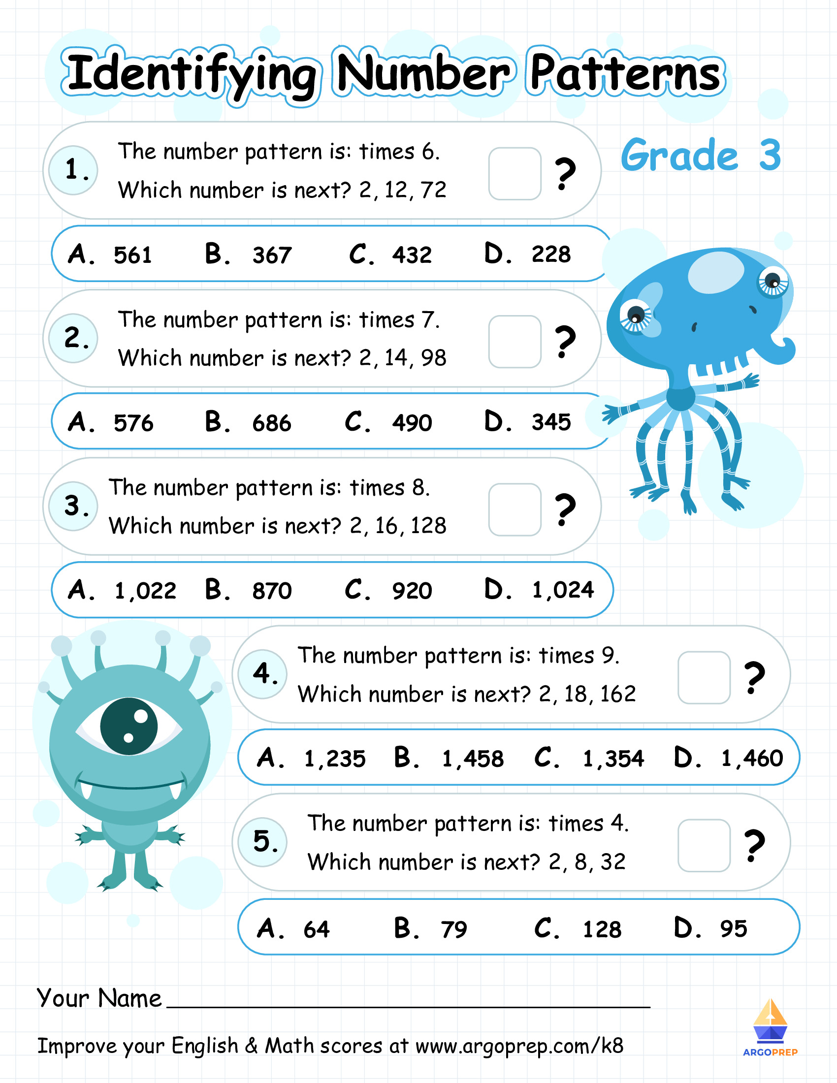 Kate and Gus Search for Number Patterns