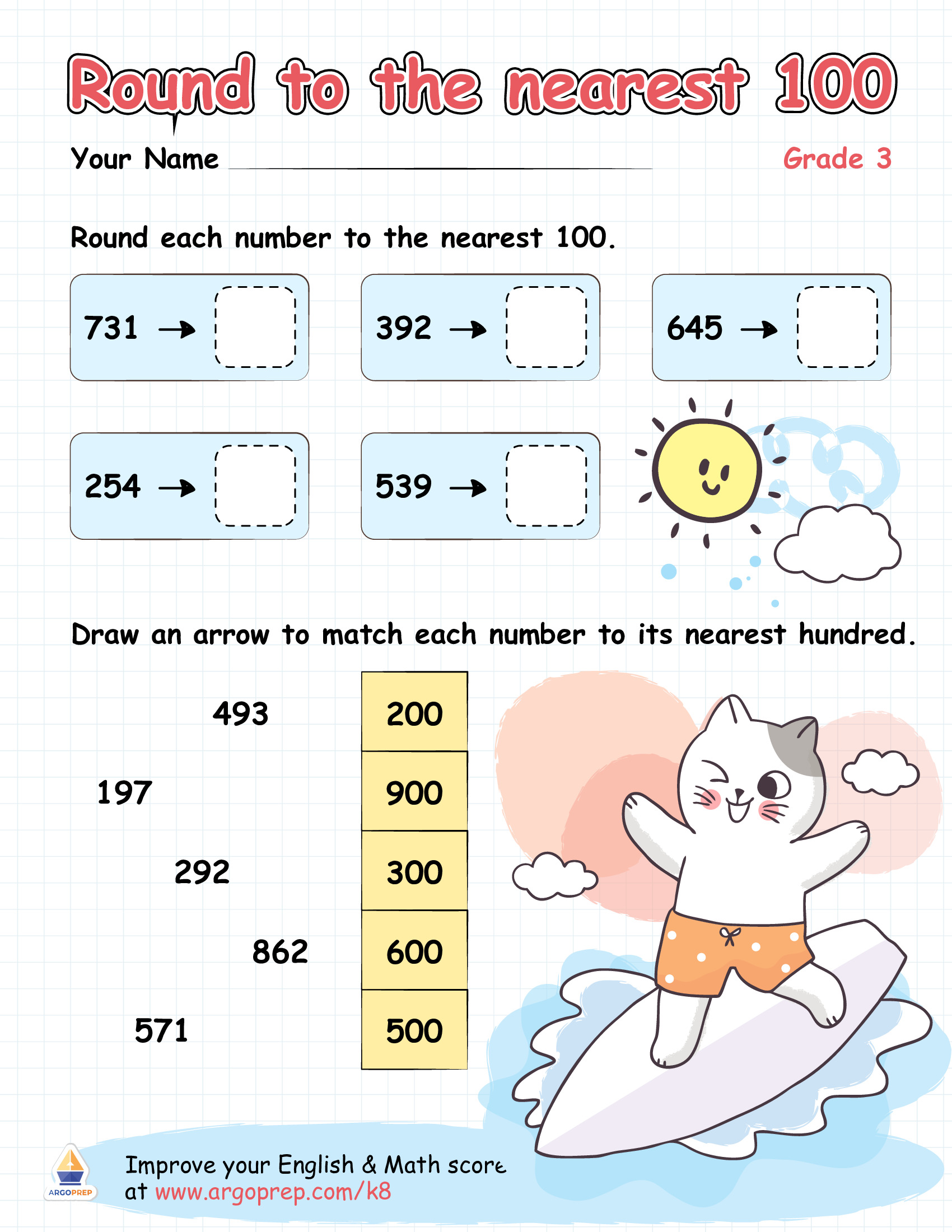 4th Grade Rounding and Estimation - K12 Math Worksheets, image size:1700x2200