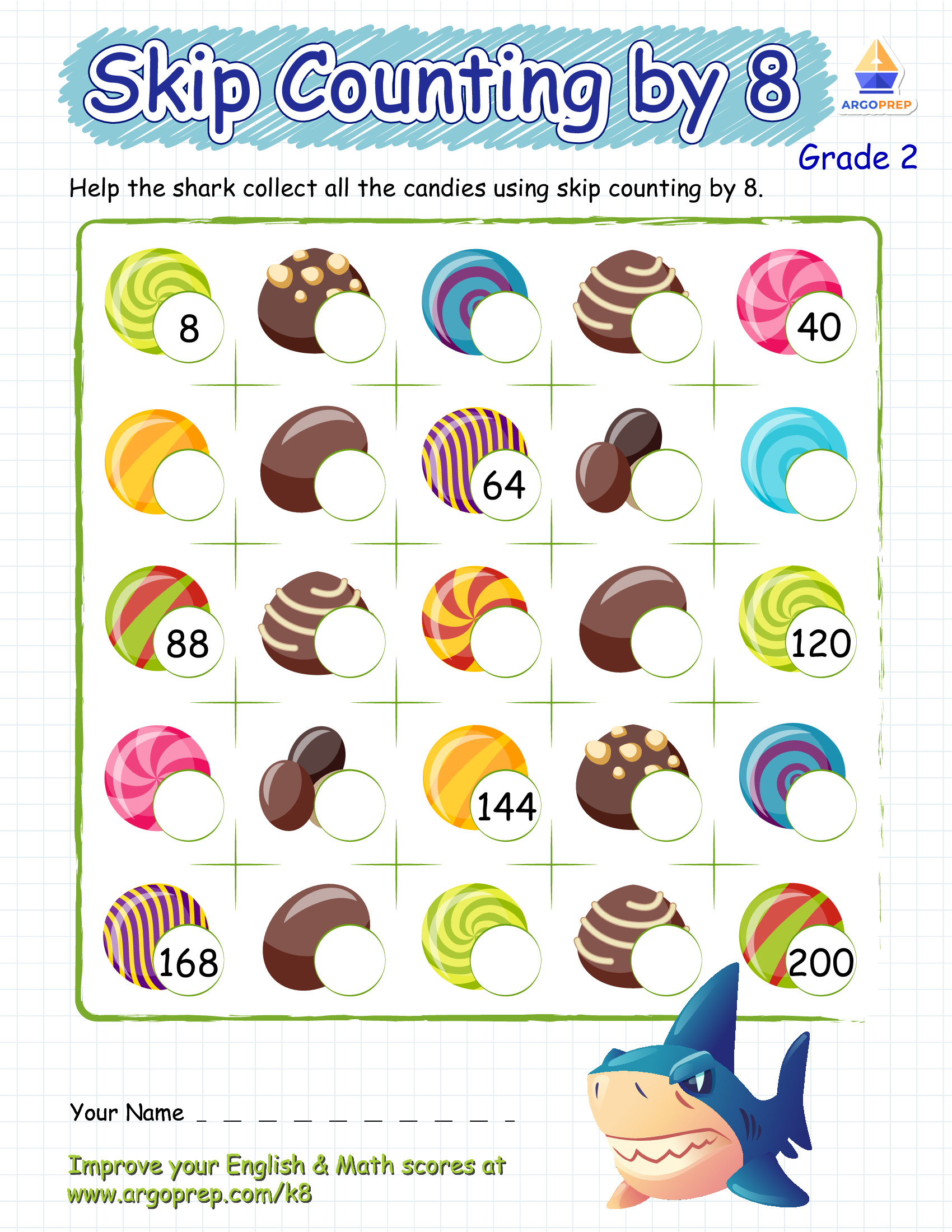 Skip Counting by 8 with Guard Shark
