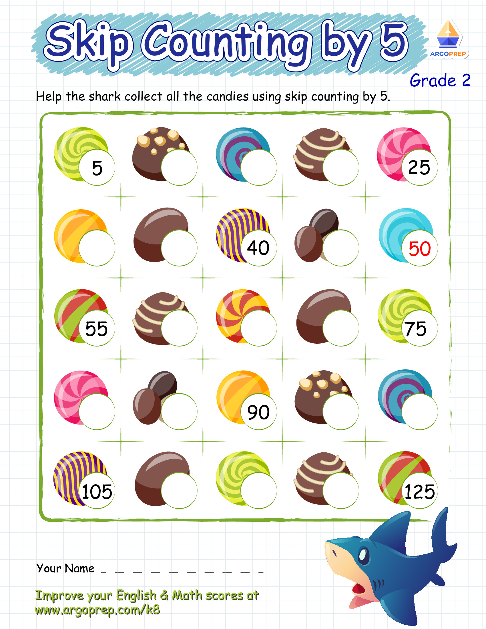 Counting By Fives with One Shocked Shark