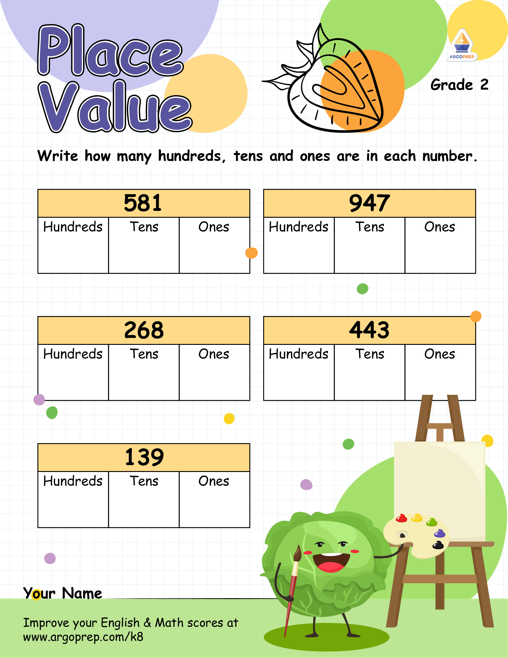 "Lettuce" Practice Using Place Value