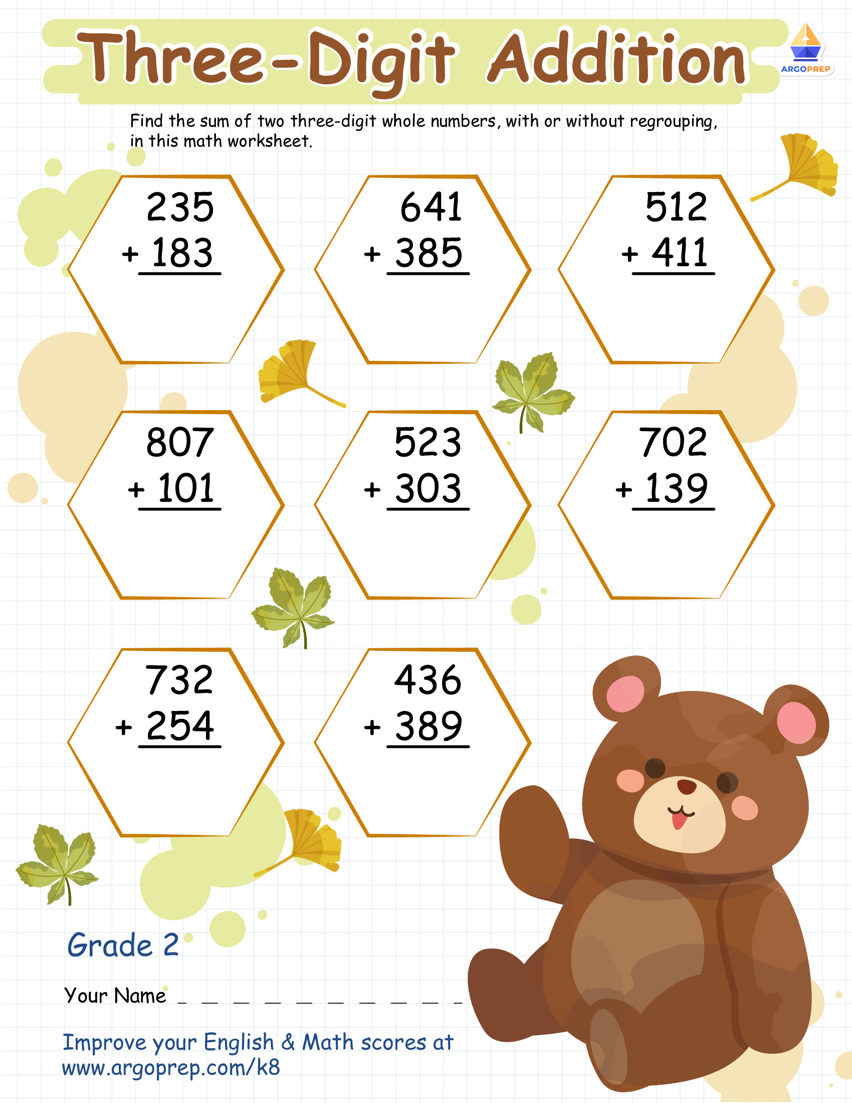 Three-Digit Addition with Wee Bear