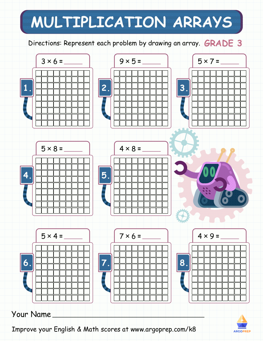 3rd Grade Multiplication Arrays Worksheets