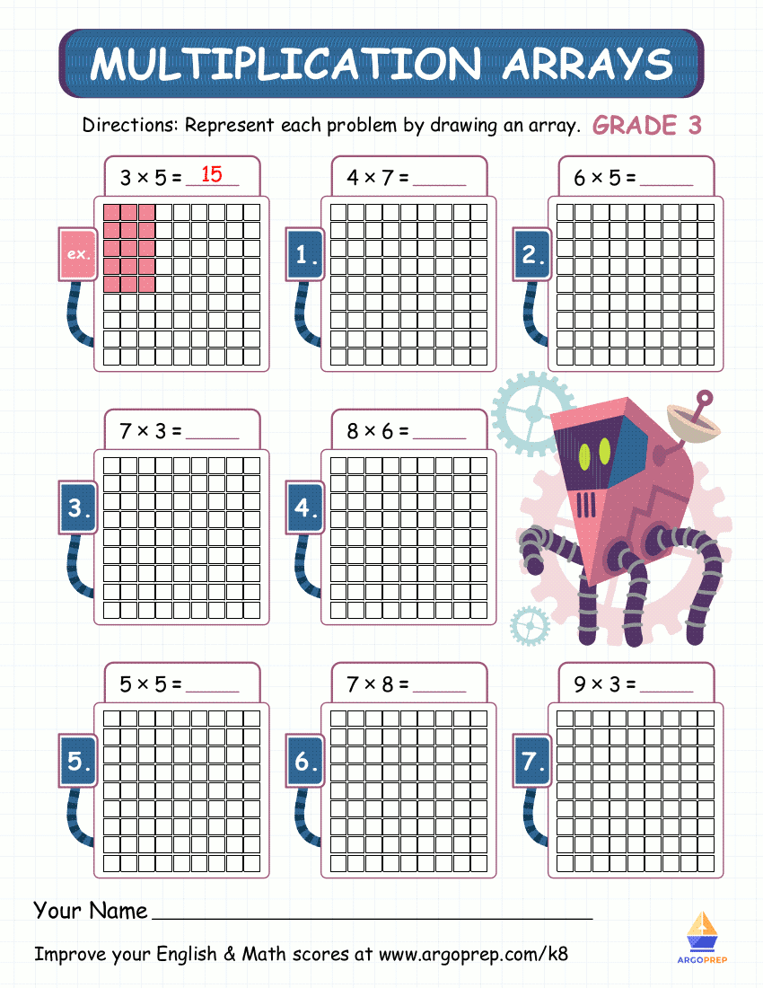 Multiplication Array Worksheets 3rd Grade