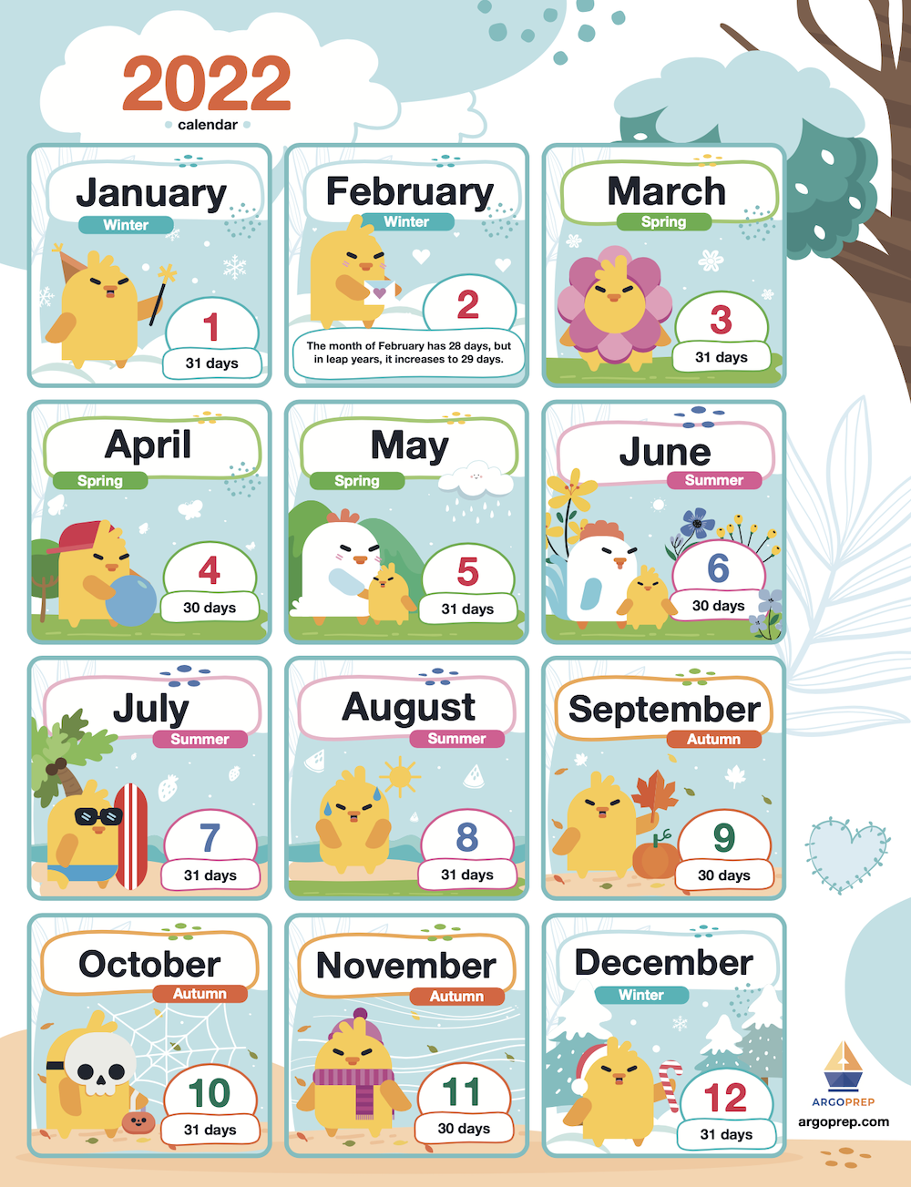 ArgoPrep All Months Calendar 2022